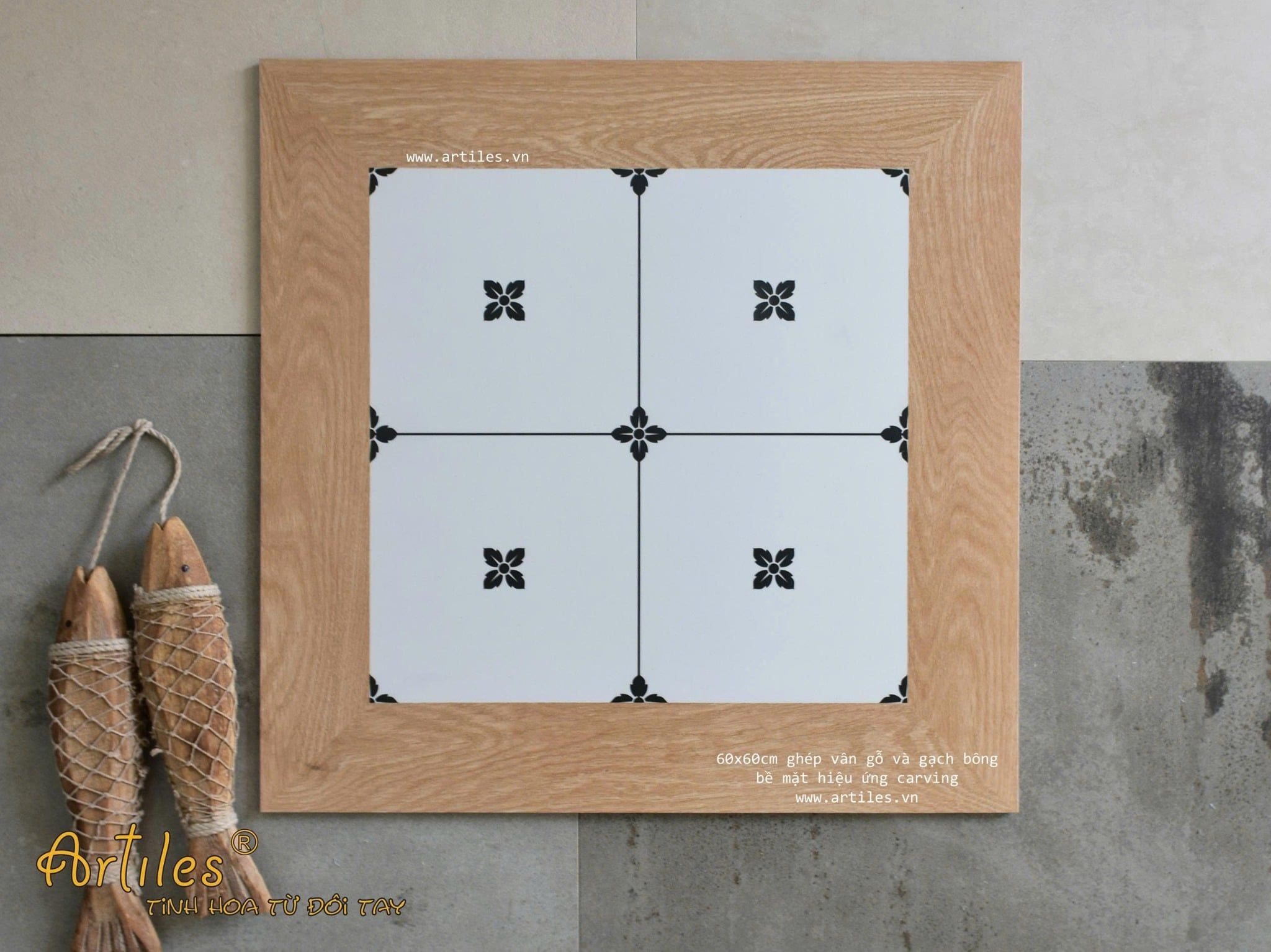 Gạch giả gỗ ghép gạch bông Art660023