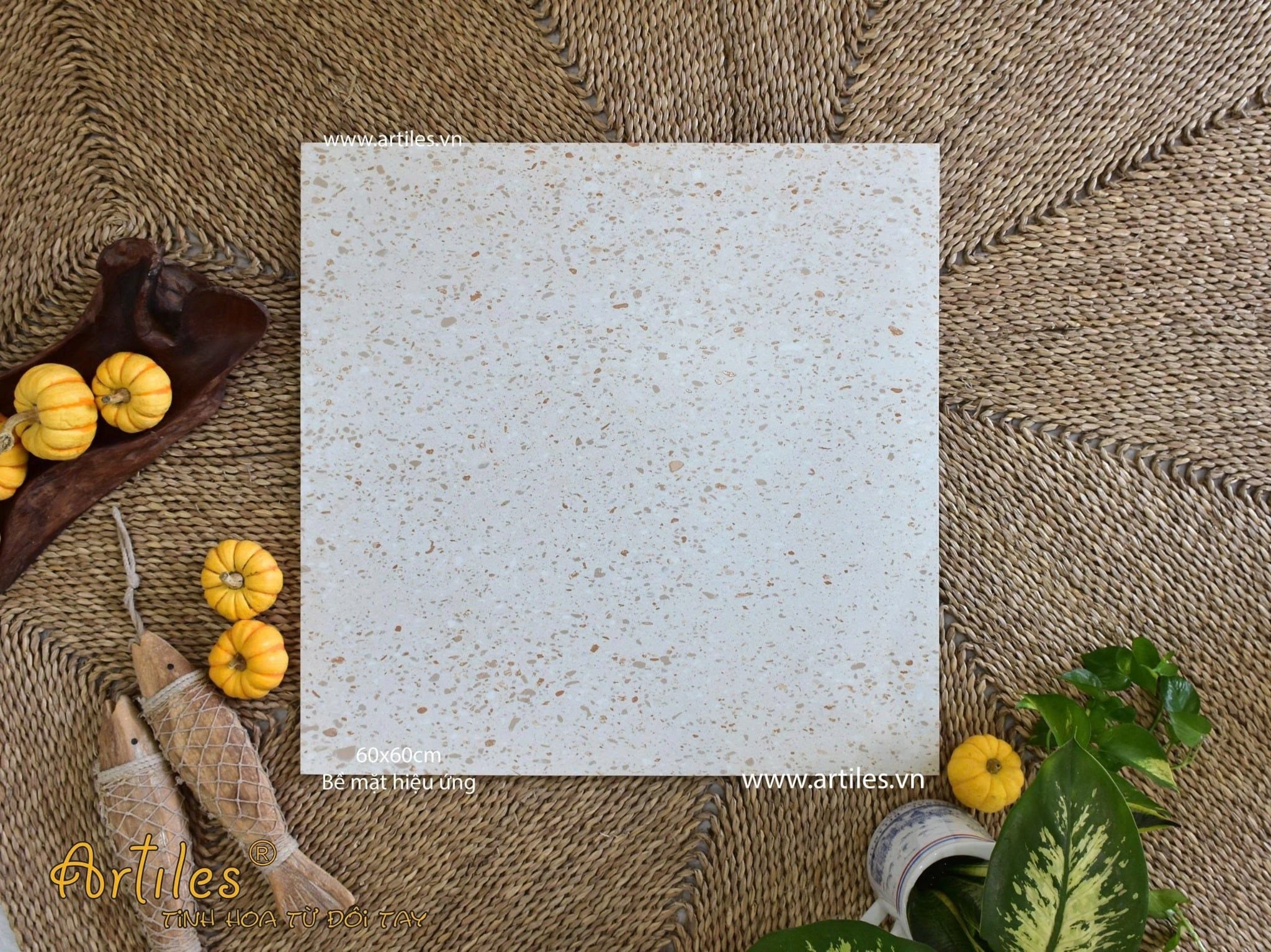 Gạch terrazzo đá sỏi nâu Art6606