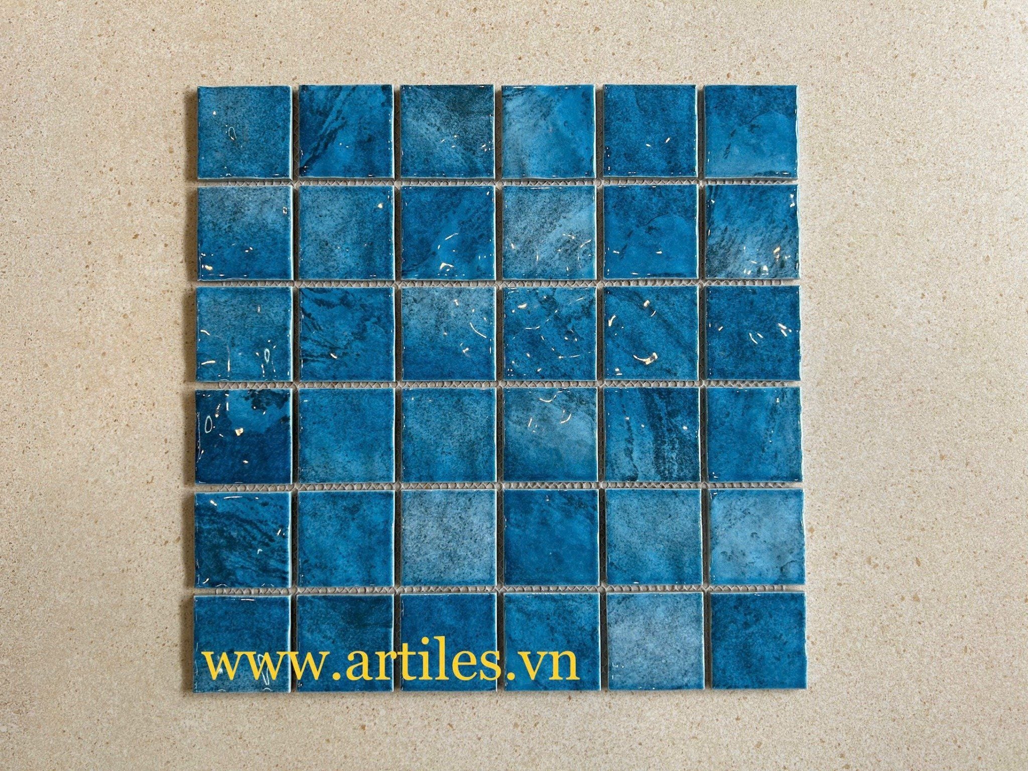 Gạch Mosaic Gốm màu xanh dương Art926