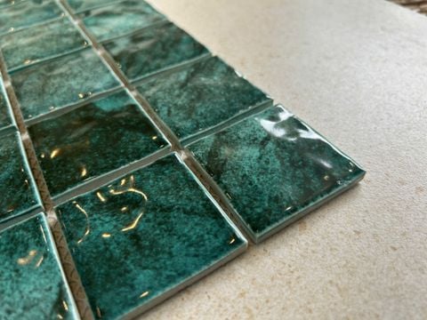  Gạch Mosaic Gốm màu xanh rêu Art928 