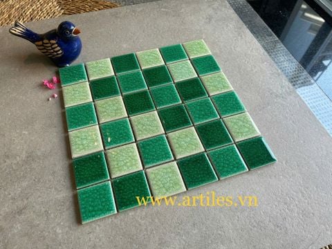  Gạch Mosaic Men Rạn mix màu xanh lá 