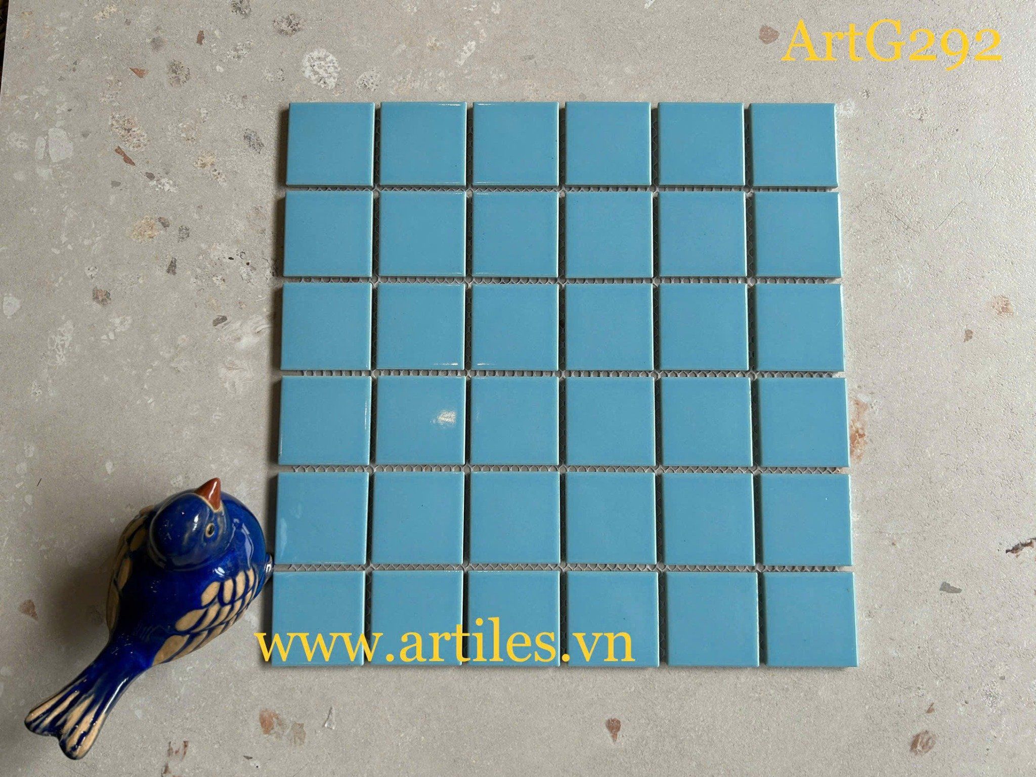 Gạch mosaic xanh dương bóng ArtG292