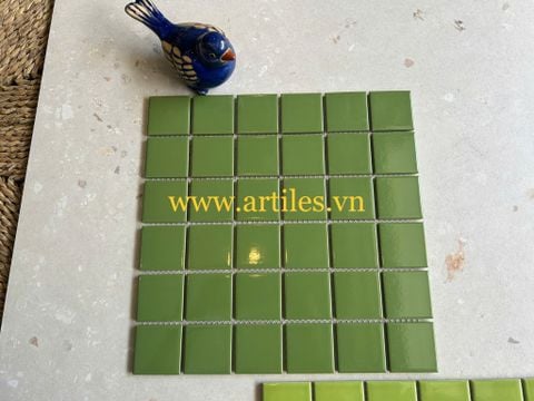  Gạch mosaic xanh lá bóng đậm ArtG378 