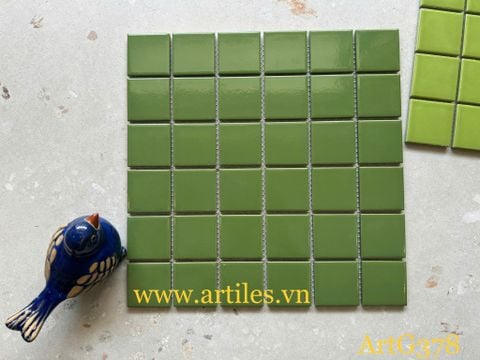  Gạch mosaic xanh lá bóng đậm ArtG378 