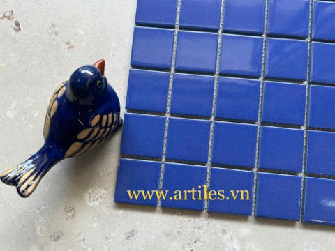  Gạch mosaic xanh dương đậm bóng ArtG725 