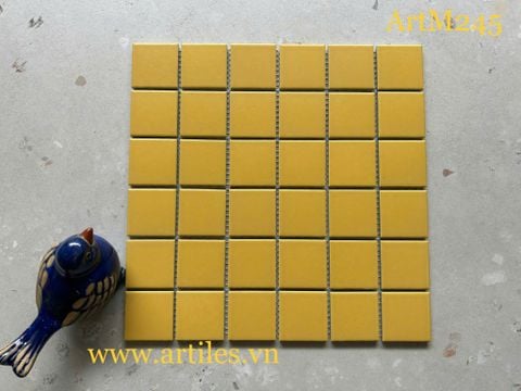  Gạch mosaic vuông màu vàng mờ ArtM245 