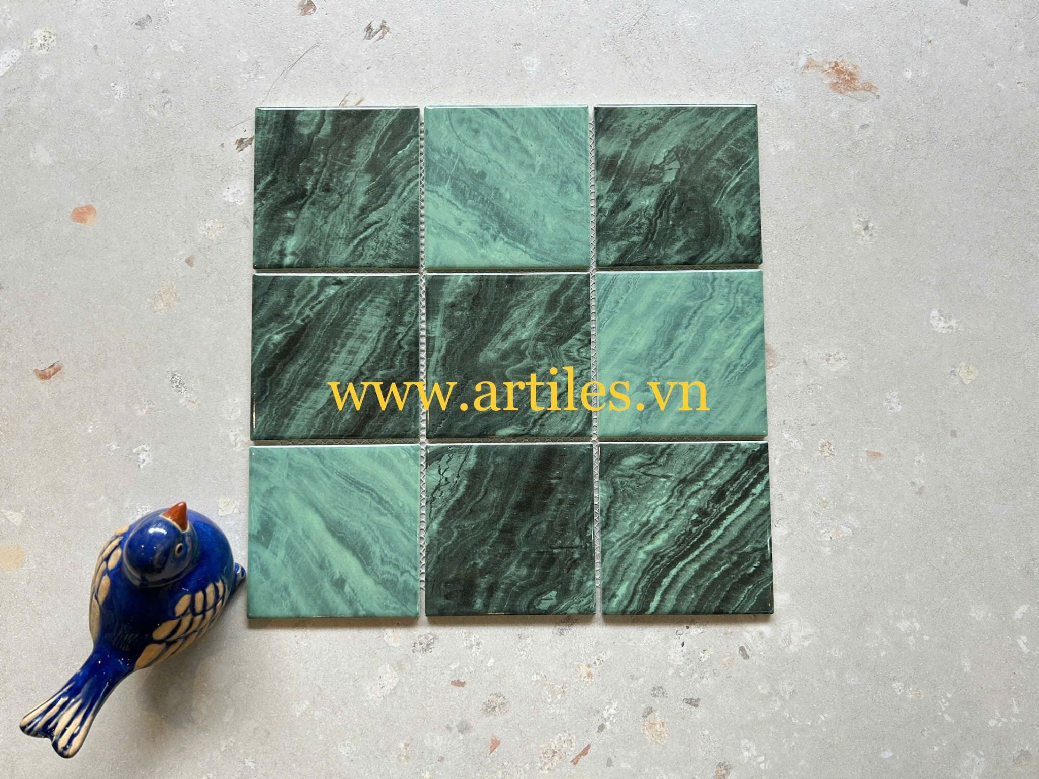 Gạch mosaic 10x10cm vân đá xanh rêu ArtM82