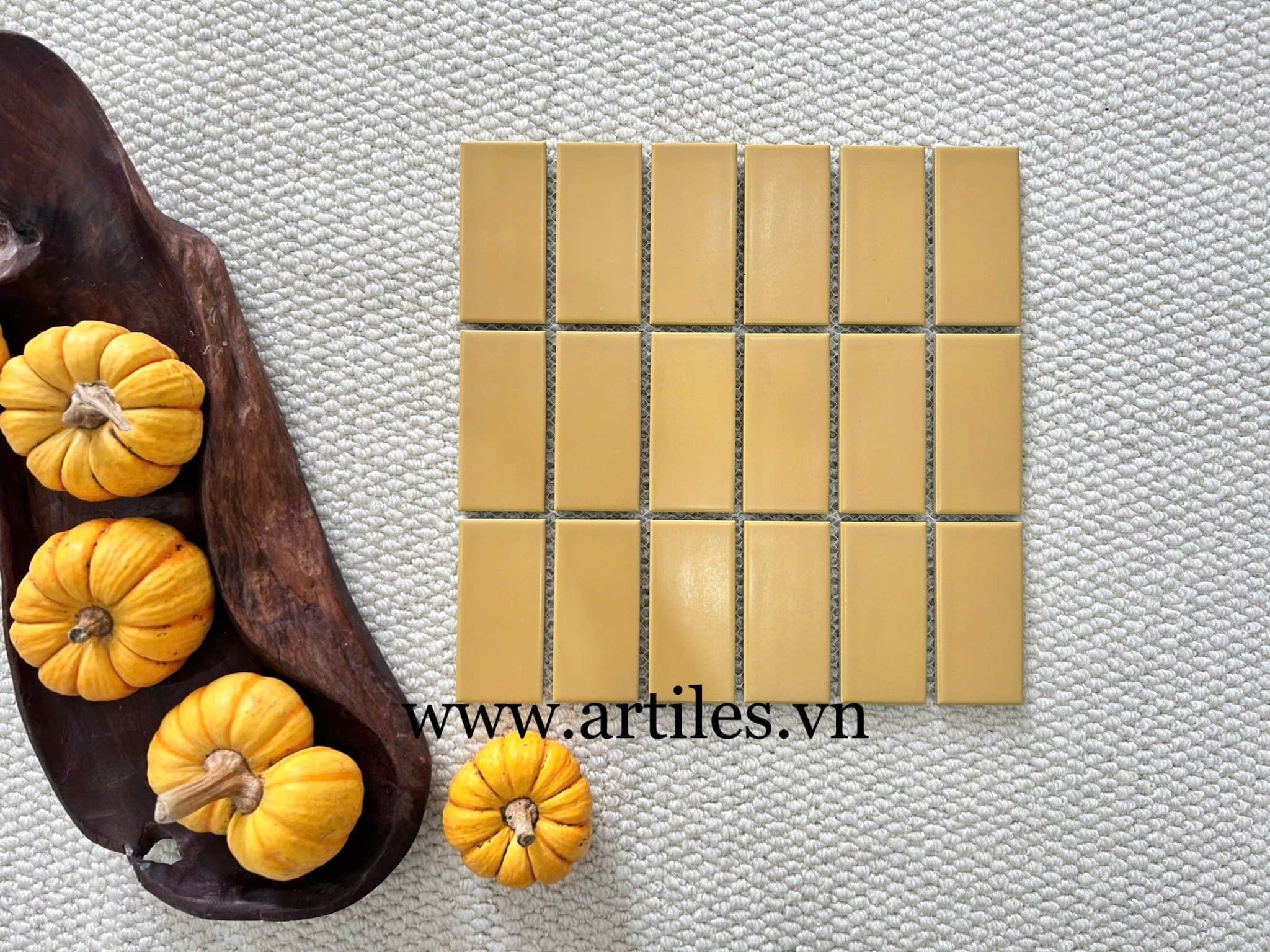Mosaic hình chữ nhật màu vàng đậm mờ Art1245