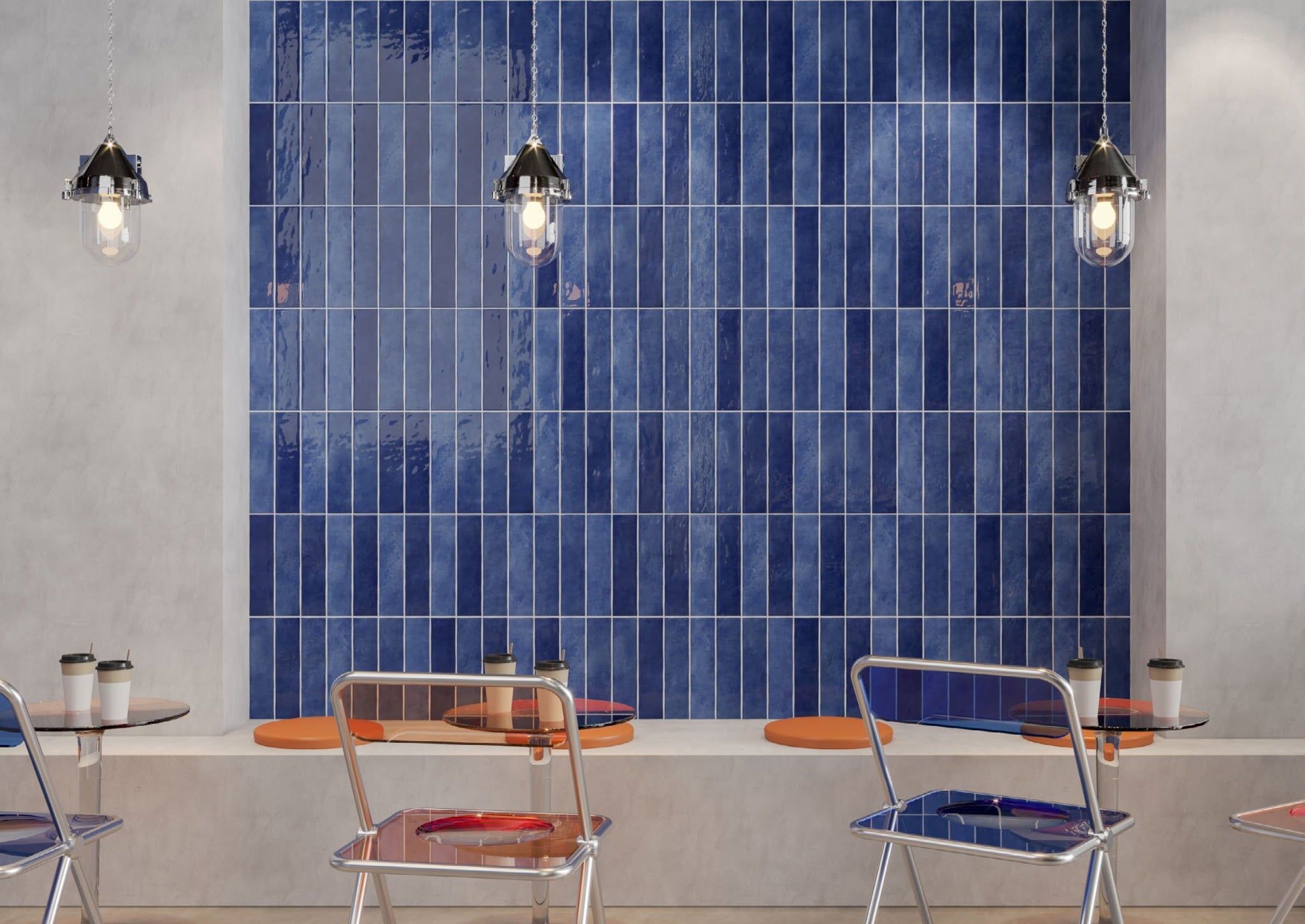 Gạch thẻ men gốm màu xanh dương đậm dark blue