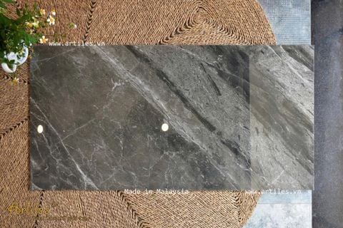  Gạch bóng kiếng Malaysia màu xám đen 60x120cm Art12022 