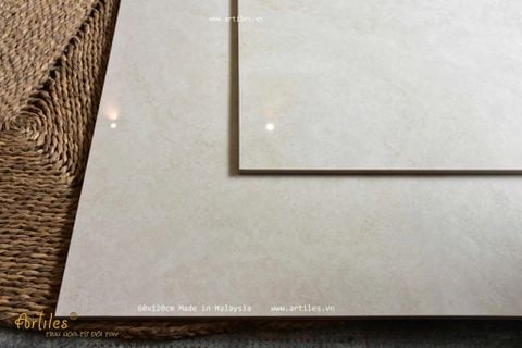  Gạch bóng kiếng Malaysia màu kem beige 60x120cm Art12041 