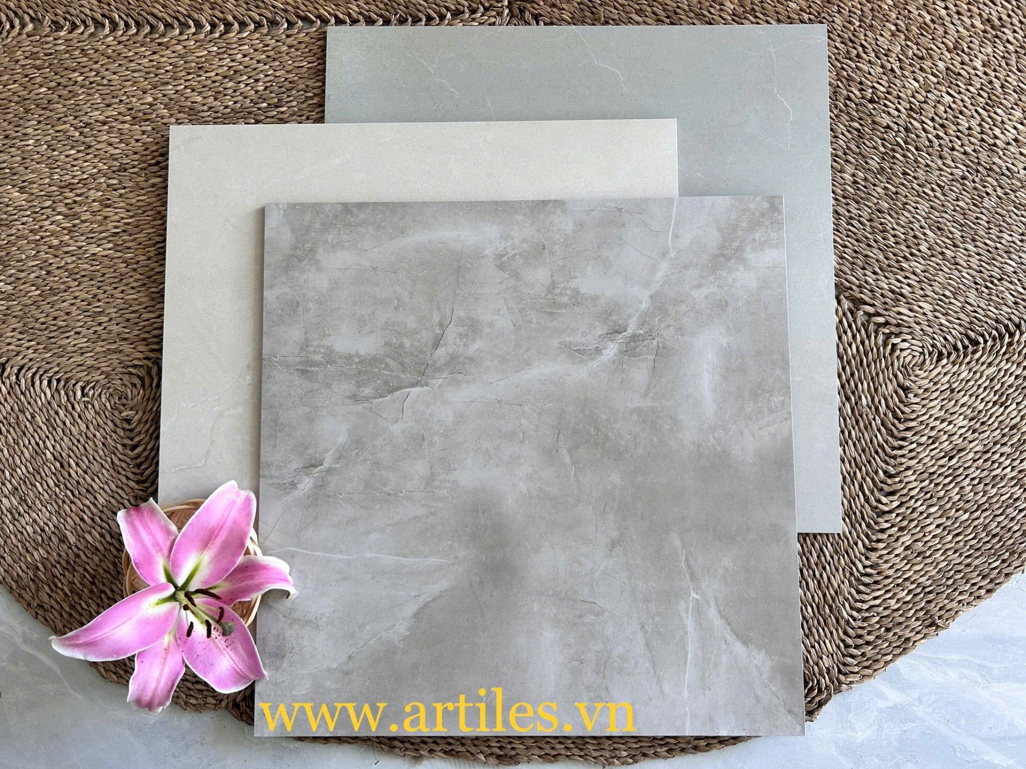 Gạch vân đá marble vân xám mờ 600x600mm