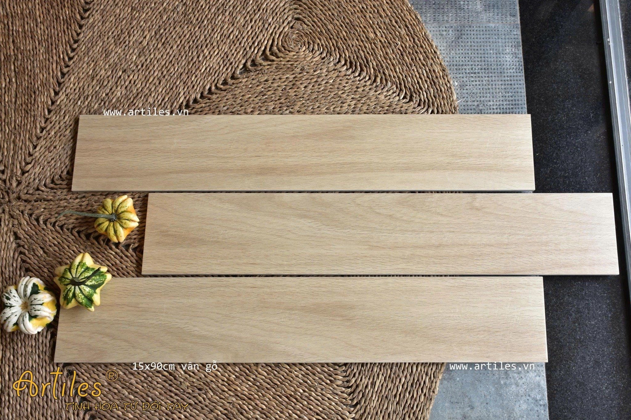 Gạch vân gỗ màu kem beige 15x90cm ArtG90101