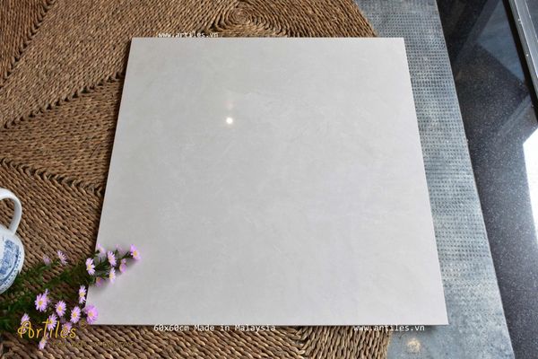Gạch bóng kiếng Malaysia màu kem beige 60x60cm Art616
