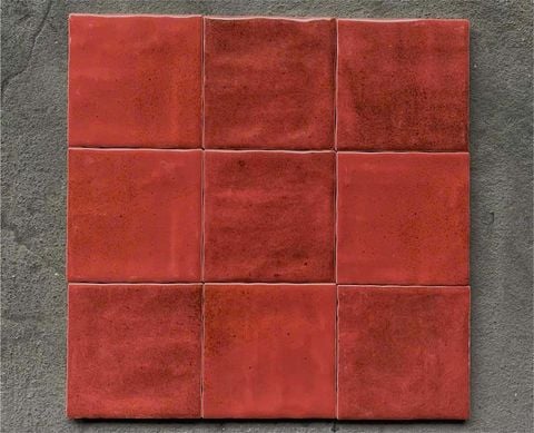  Gạch thẻ men bóng gợn 100x100mm màu đỏ 