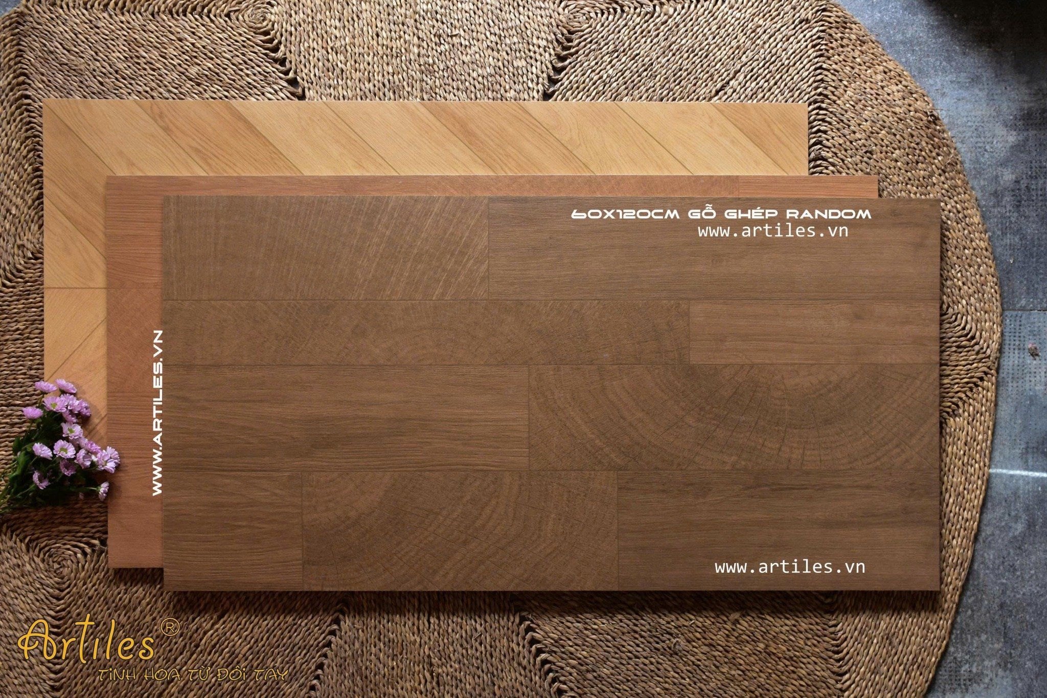 Gạch lát nền giả gỗ ghép 60x120cm Art