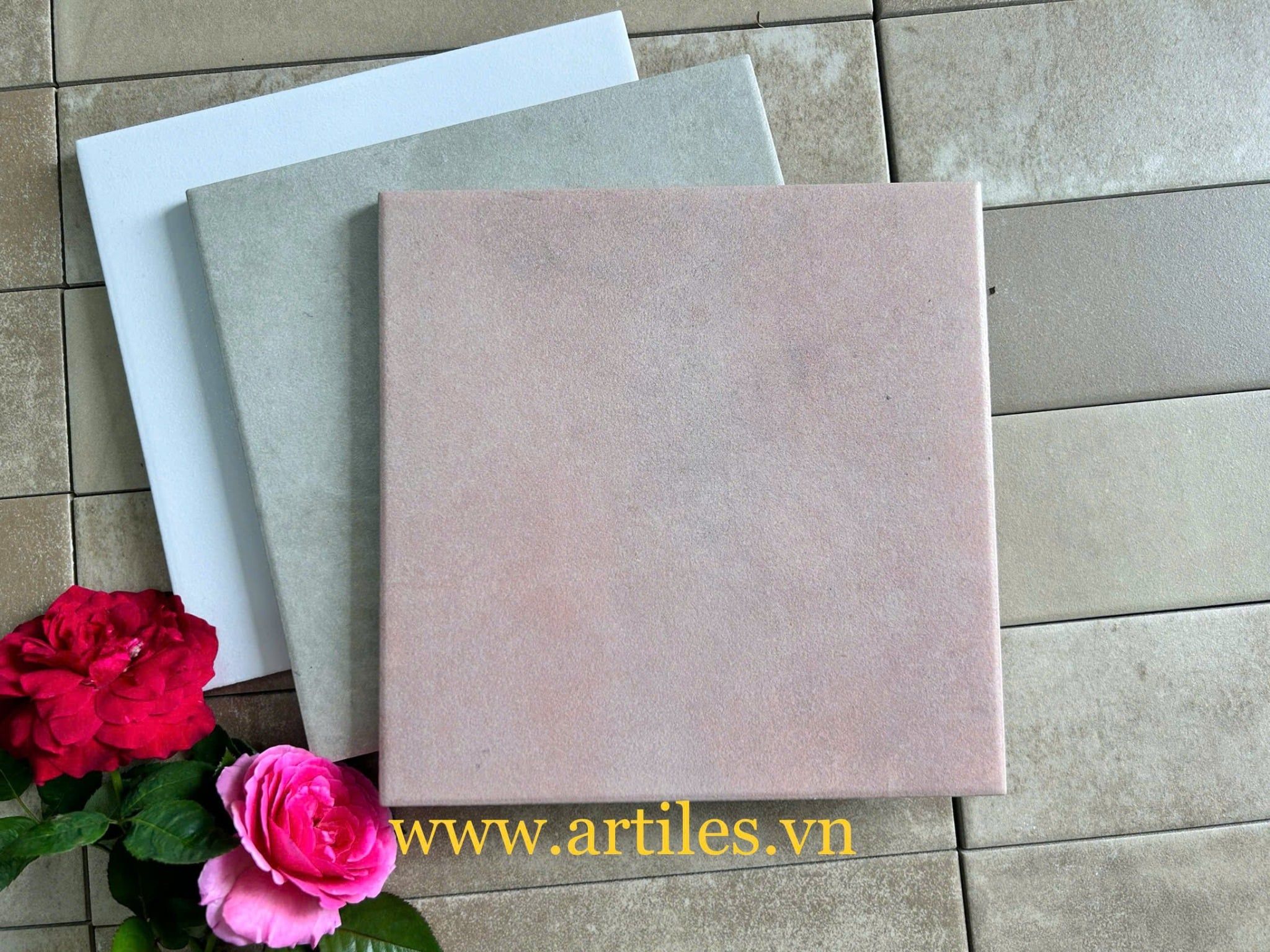 Gạch bông đơn sắc màu hồng