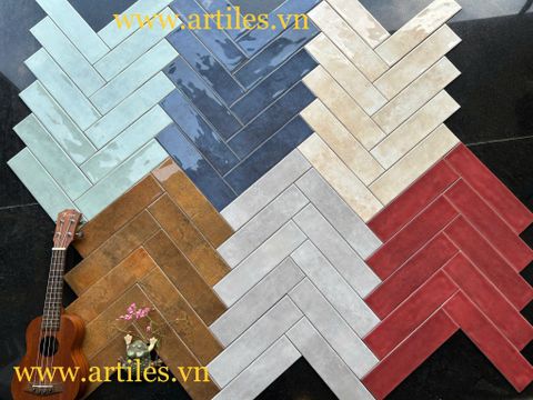  Gạch thẻ bóng gợn màu đỏ 