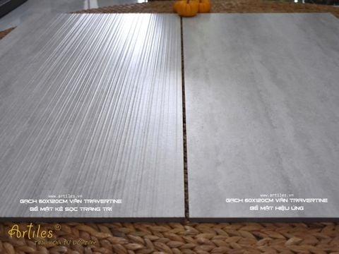  Gạch 60x120cm Nổi Sọc 3D Màu Xám 