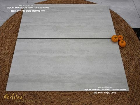  Gạch vân đá travertine 60x120cm xám 