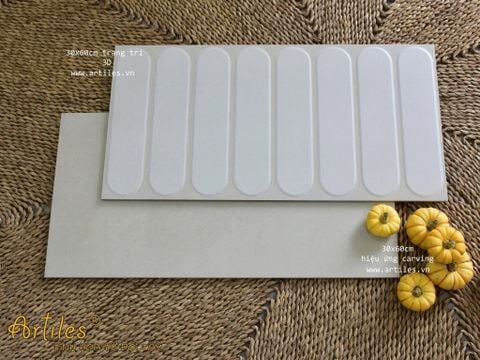  Gạch ốp tường trang trí 3D 30x60cm màu kem Art360032 