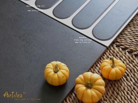  Gạch ốp tường trang trí 3D 30x60cm màu xám đen Art360034 