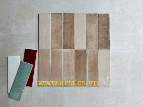  Gạch thẻ màu nâu bóng gợn sóng Art03G 