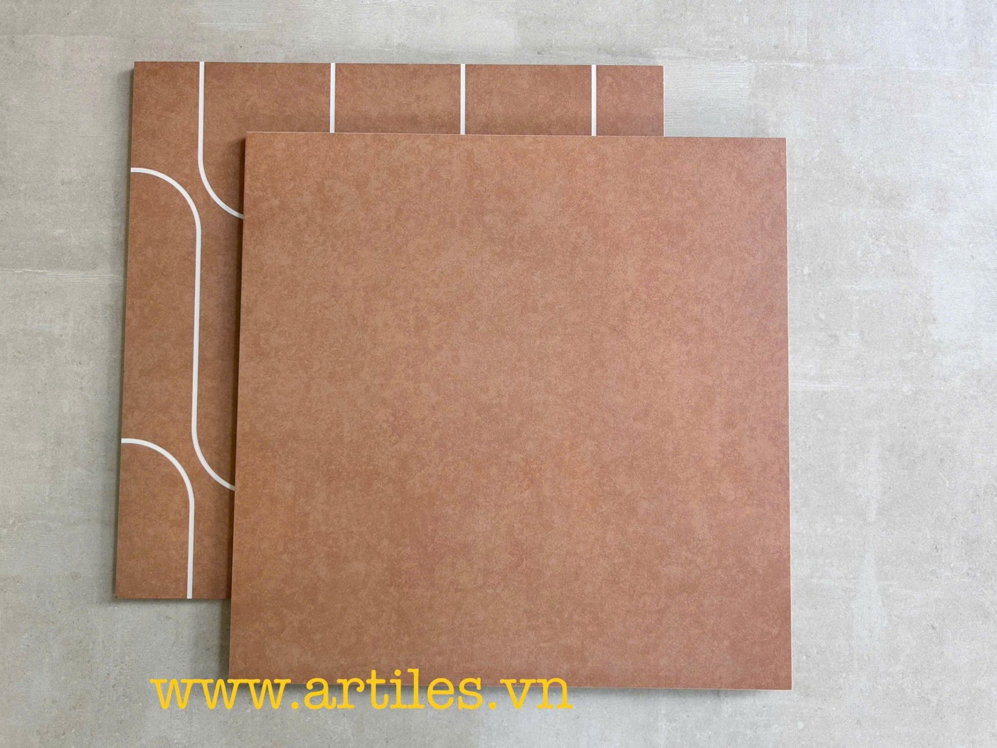 Gạch bông 400x400mm đơn sắc màu cam đất