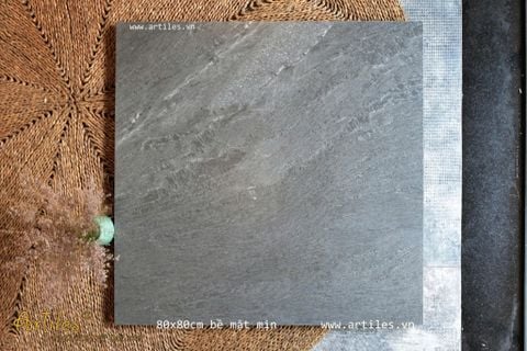  Gạch lát nền vân xám đậm mờ mịn 80x80cm ArtMD108 