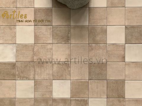  Gạch thẻ màu nâu vàng men mờ gợn sóng 100x100mm Art03M 
