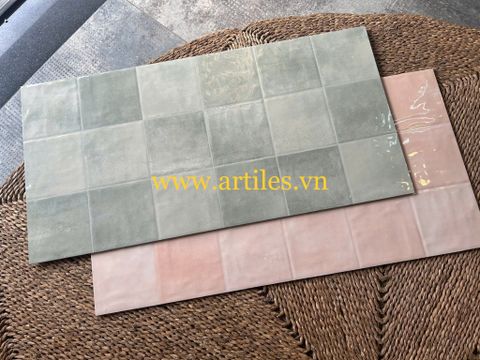  Gạch ốp tường giả thẻ 40x80cm màu xanh mint 