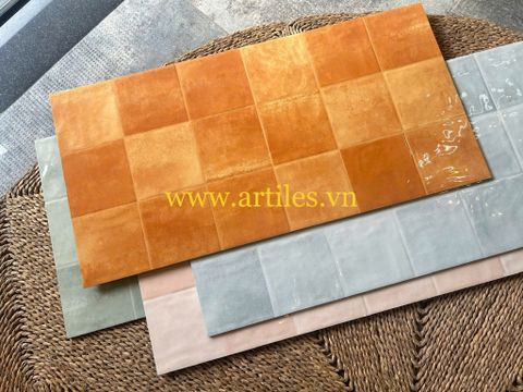  Gạch ốp tường giả thẻ 40x80cm màu cam đất 