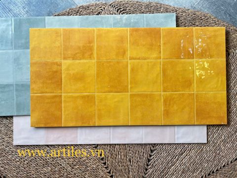  Gạch ốp tường giả thẻ 40x80cm màu vàng cam 