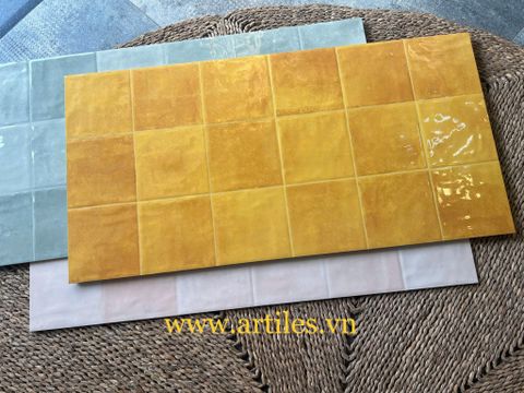  Gạch ốp tường giả thẻ 40x80cm màu vàng cam 