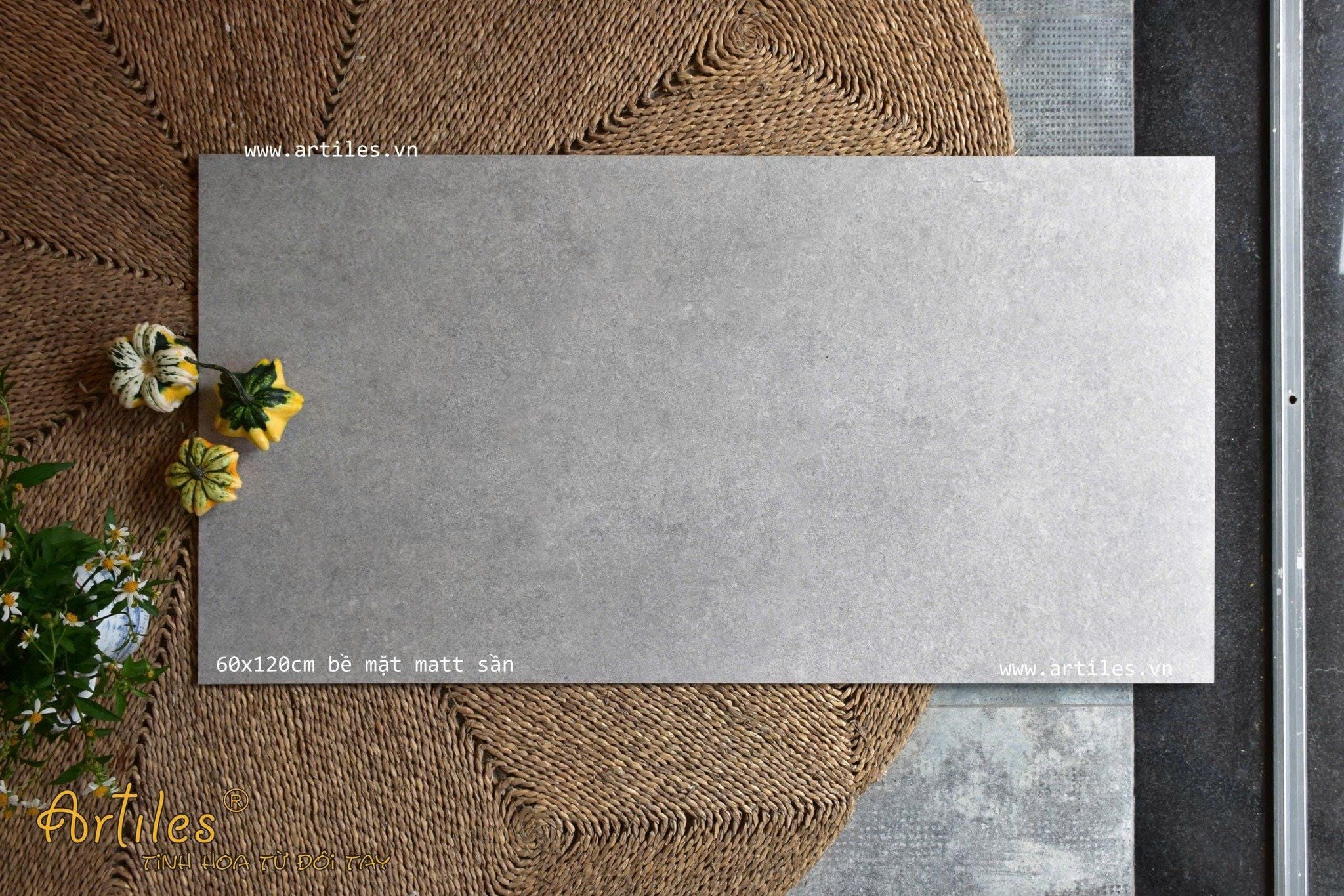 Gạch vân đá màu xám tro 60x120cm Art61202