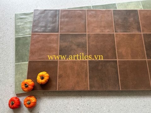  Gạch ốp lát trang trí mix màu nâu 