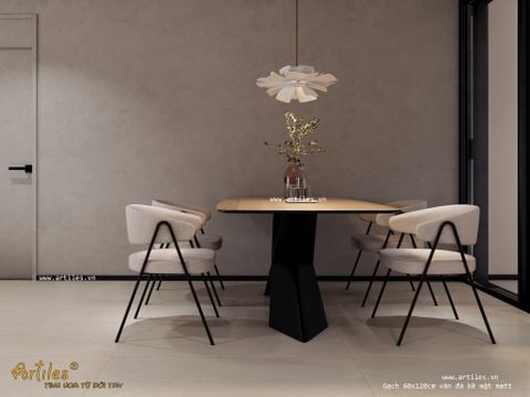  Gạch ốp lát 60x120cm mờ vân đá màu kem beige Art503M 