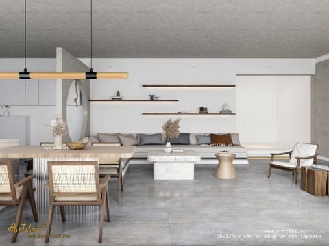  Gạch 60x120cm vân xi măng xám 