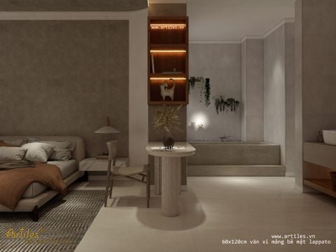  Gạch 60x120cm vân xi măng kem beige 