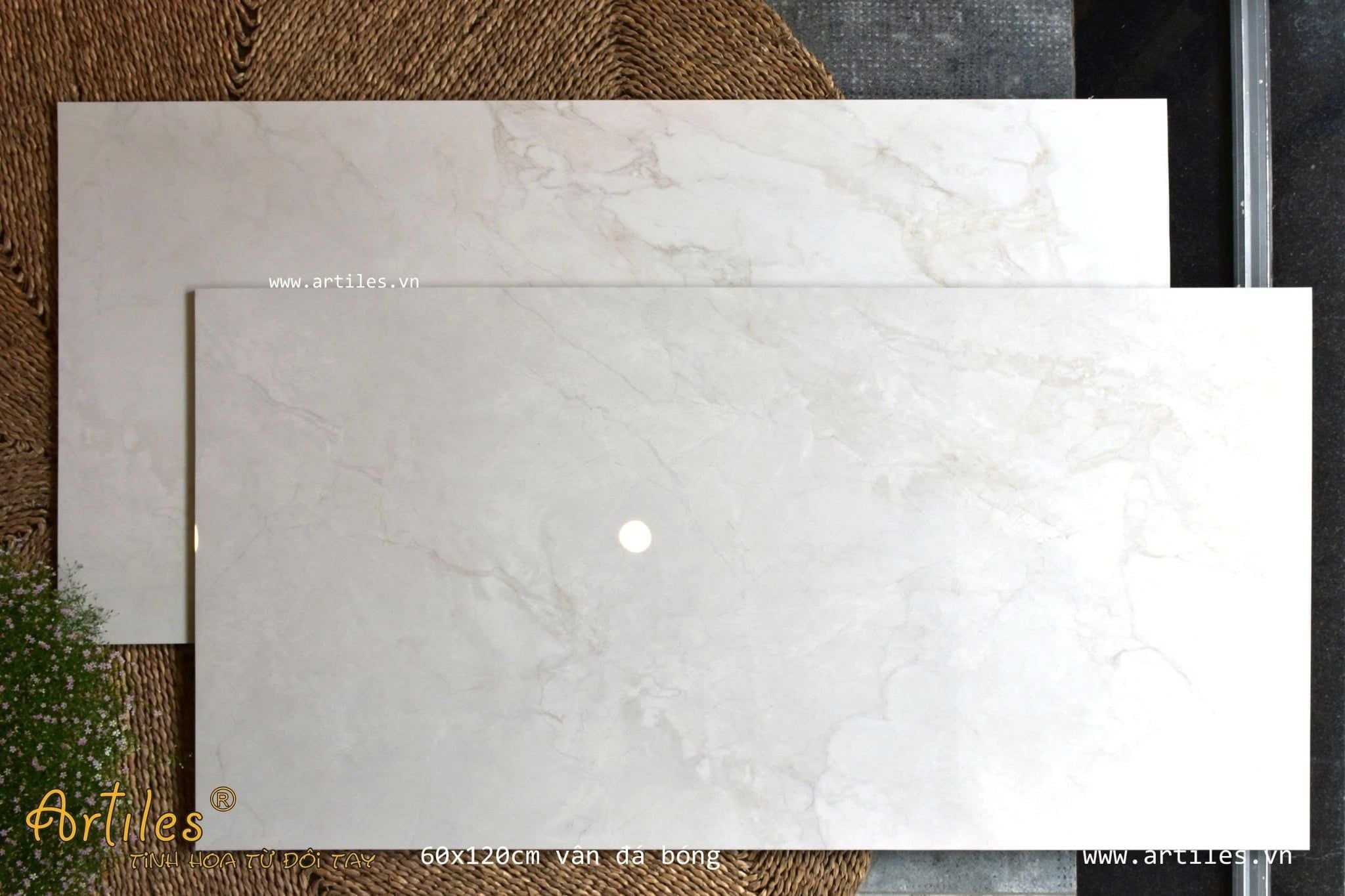 Gạch ốp lát 60x120cm vân đá màu kem beige ArtP-H07