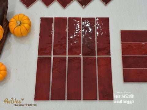  Gạch thẻ màu đỏ bóng gợn sóng Art04G 