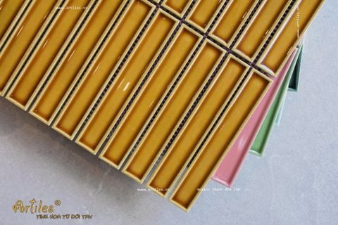  Gạch Stackbond (Mosaic que) màu vàng đồng 