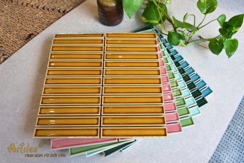  Gạch Stackbond (Mosaic que) màu vàng đồng 
