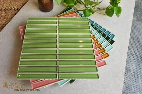  Gạch Stackbond (Mosaic que) xanh lá 