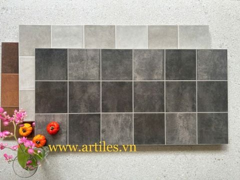  Gạch ốp lát trang trí mix màu xám đen 