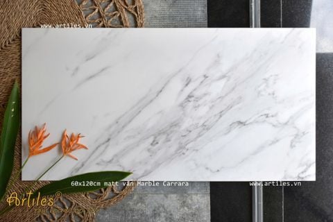  Gạch bóng kiếng 60x120 trắng vân khói Marble 