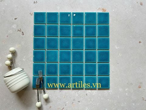  Gạch mosaic men rạn màu xanh ngọc Art919 