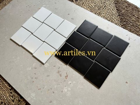  Gạch Mosaic Gốm Vuông Màu Đen ArtM11 