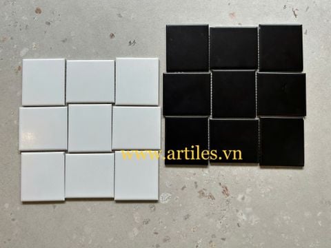  Gạch Mosaic Gốm Vuông Màu Trắng ArtM99 
