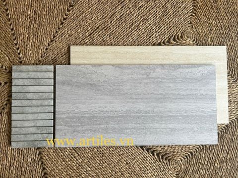  Gạch vân đá Travertine 30x60cm màu xám 